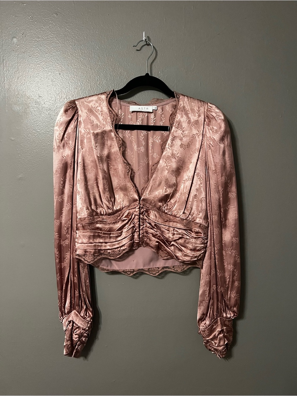 ASTR The Label Pink Satin Blouse